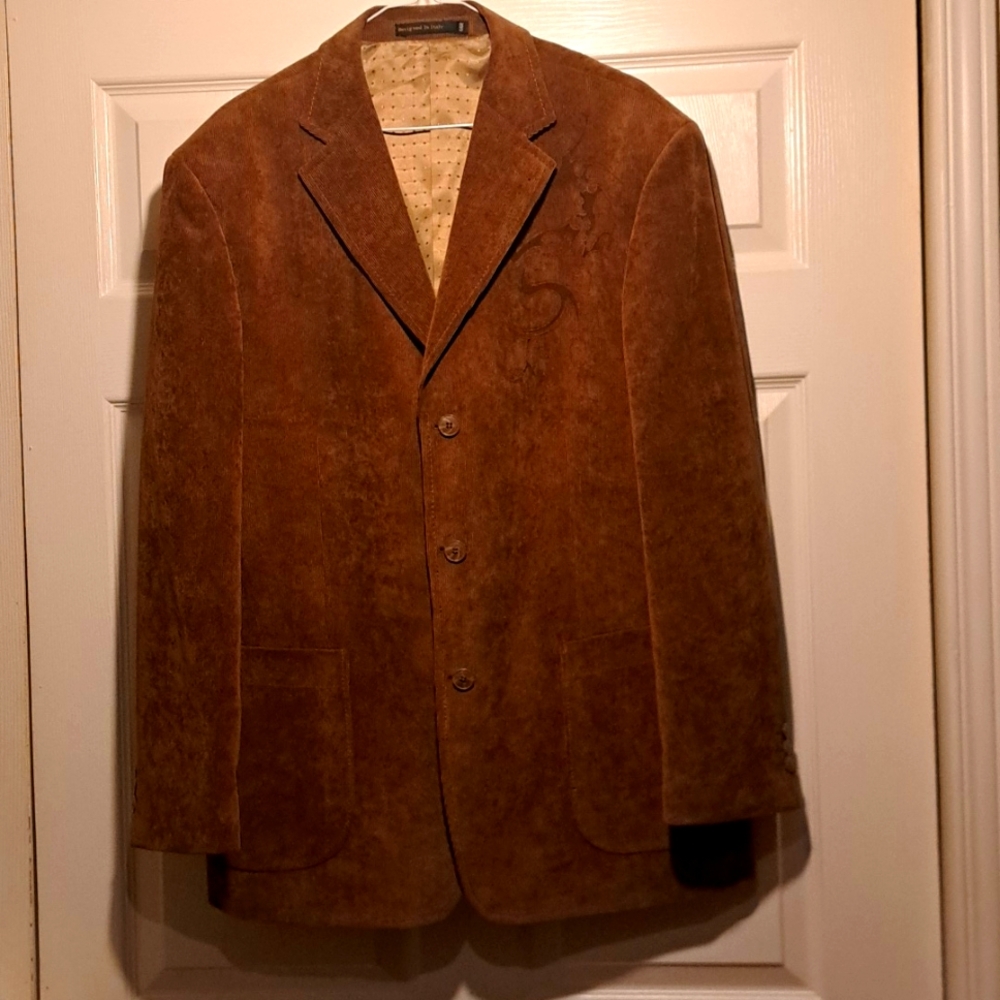🇮🇹 Designed in italy Vinci Size 44 Beautiful brown cord men's dress jacket